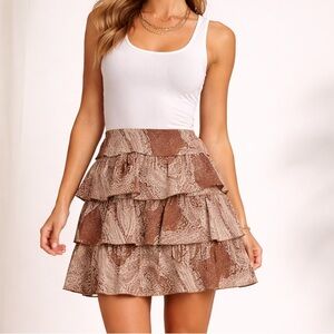 Mexx Brown Tan Ruffled Mini Skirt